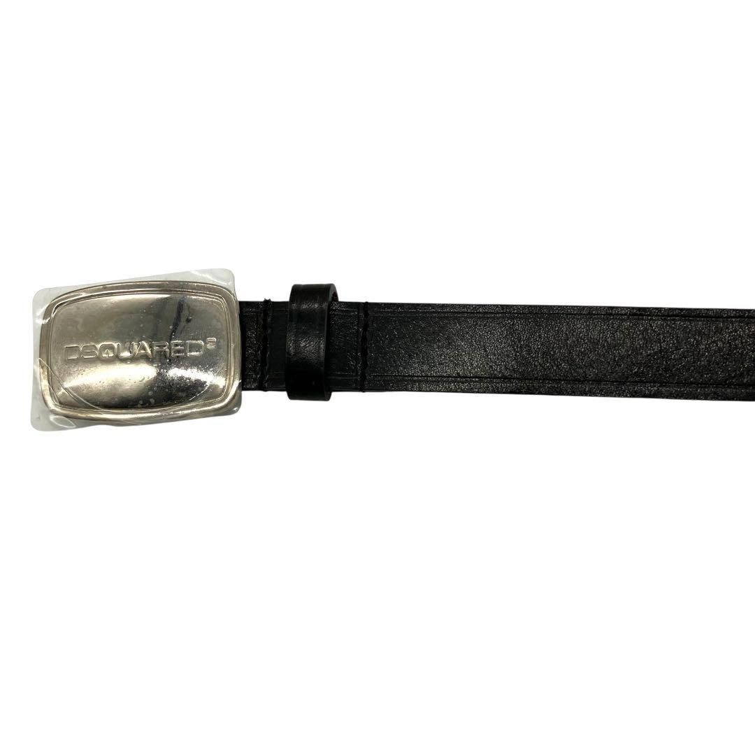 未使用 2149 DSQUARED2 ベルト レザー シルバーバックル 黒