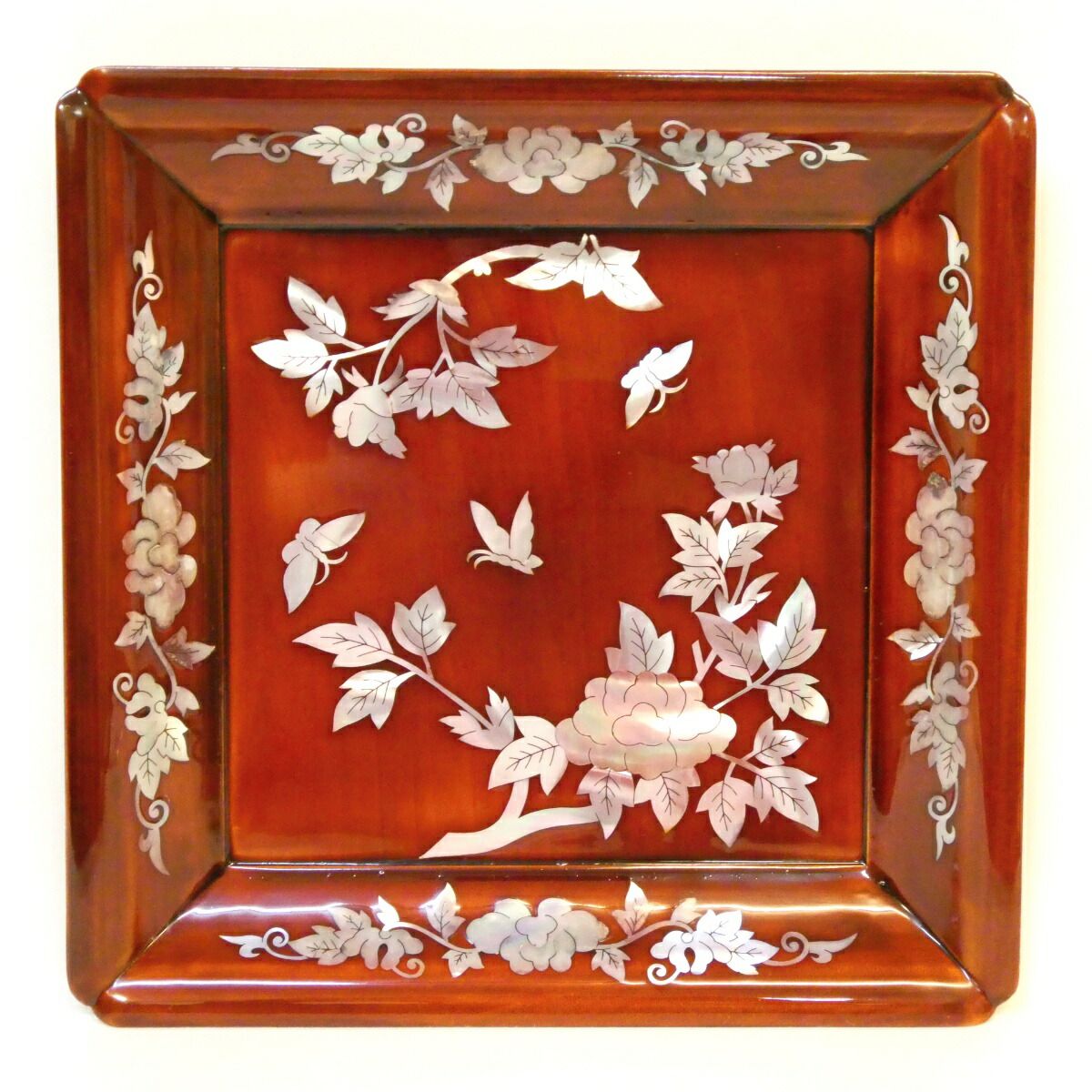 十月 特売品 塚本規義作 唐物写溜塗 螺鈿盆 茶道具