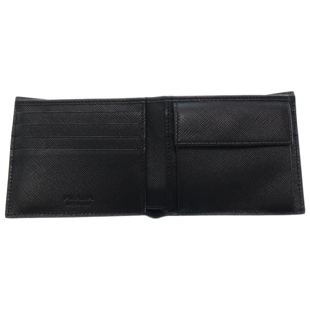 PRADA (プラダ) サフィアーノ 二つ折り財布 ブラック レザー 2M0738