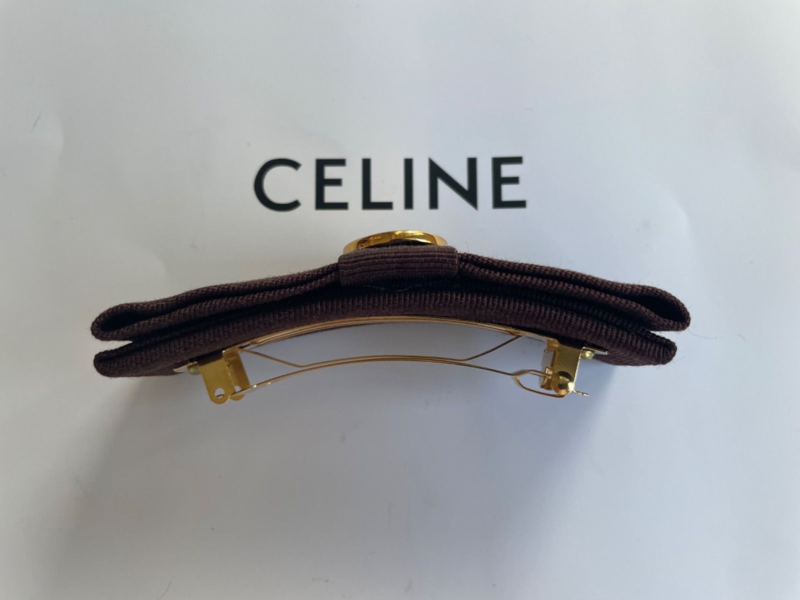 CELINE サークルロゴ バレッタ ブラウン セリーヌ celine vintage 