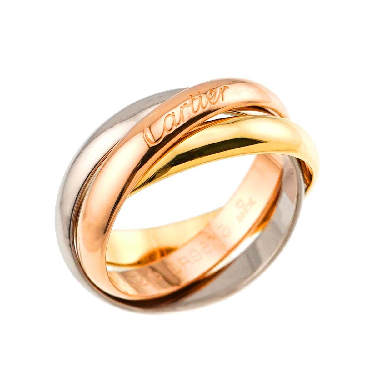 カルティエ Cartier トリニティ MM #52 リング K18 YG WG PG 3連