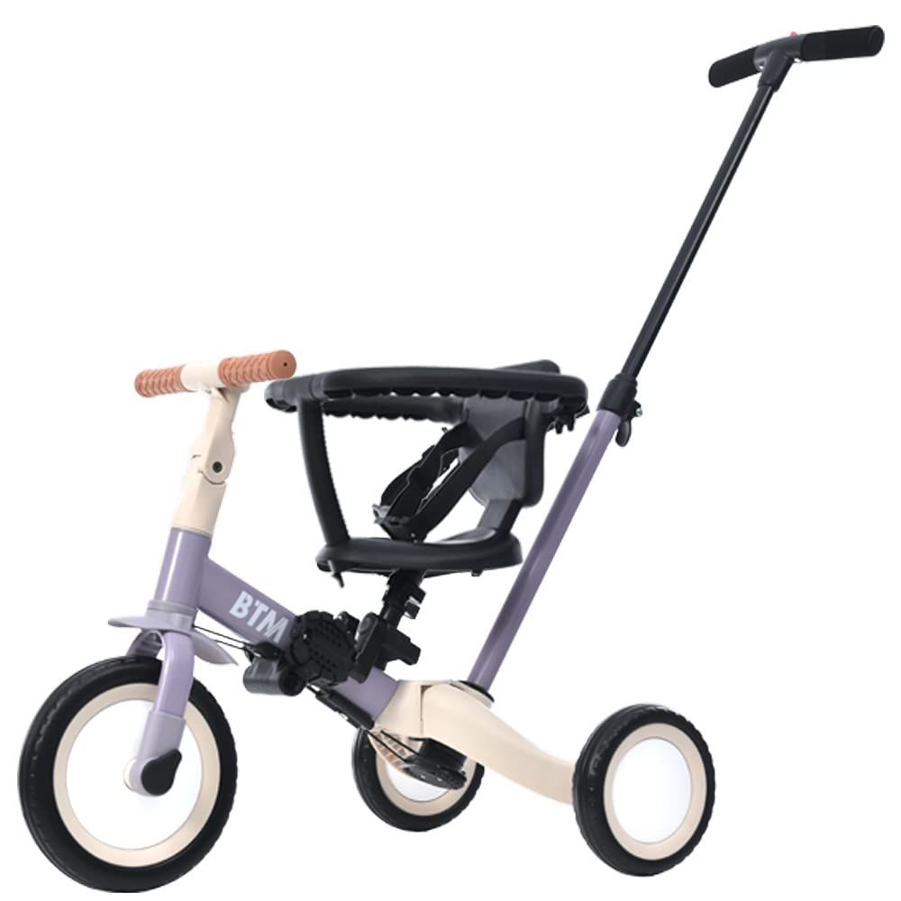 子供用三輪車 TopCloud 4in1 自転車 オリジナル 押し棒付き 安全バー付き キックボード (パープル)