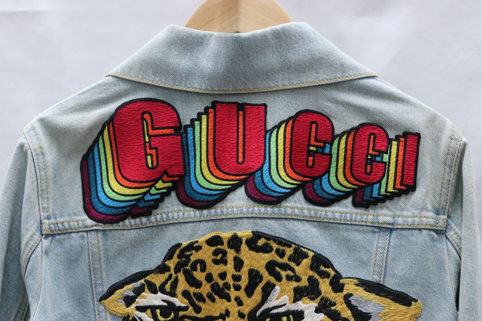 中古美品】GUCCI グッチ 17AW ライトブルー デニム ジャケット バック 