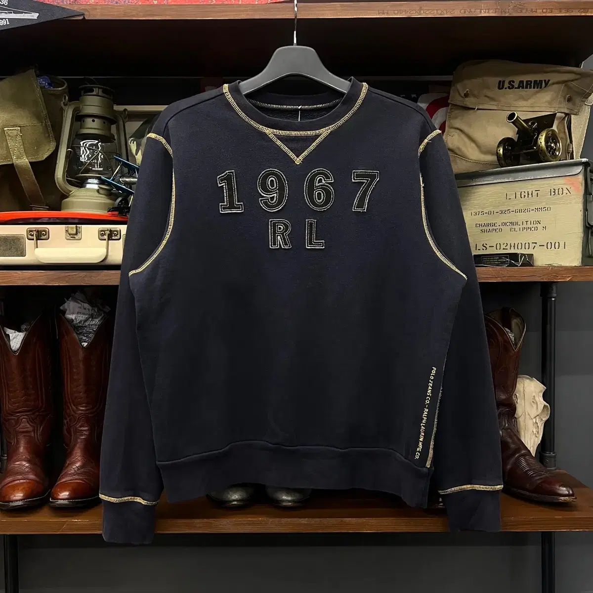 90s ポロ Ralph Lauren(ラルフローレン) ジーンズ 1967 ビッグ スペルアウト ステッチ パーカー スウェット
