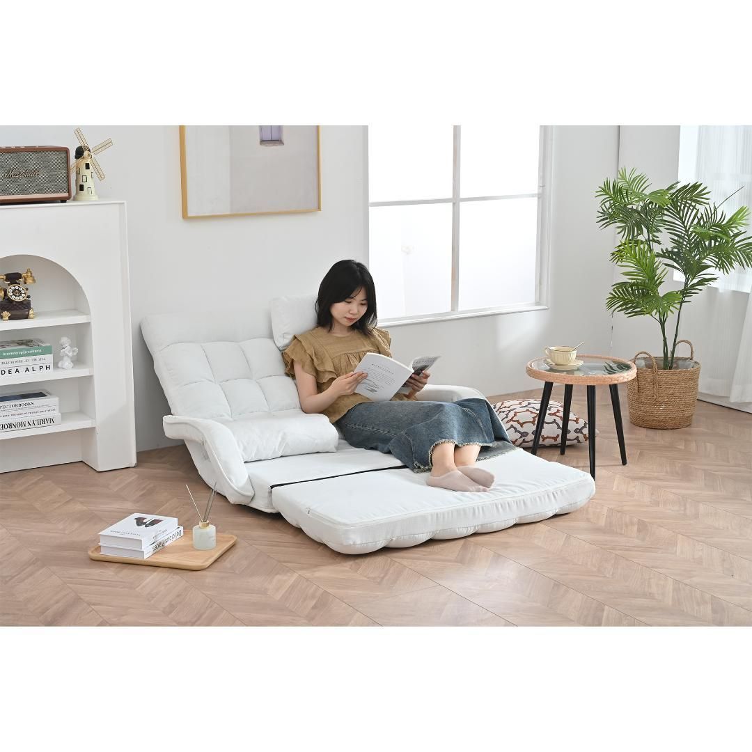 座椅子 二人掛け 4WAY 連動肘つき リクライニングソファ 折りたたみ 座