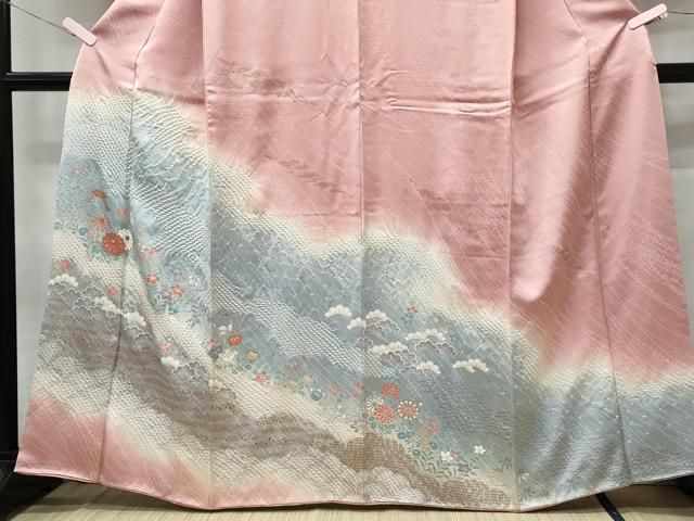 平和屋着物□訪問着 絞り 草花文 正絹 逸品 CAAT7629oy