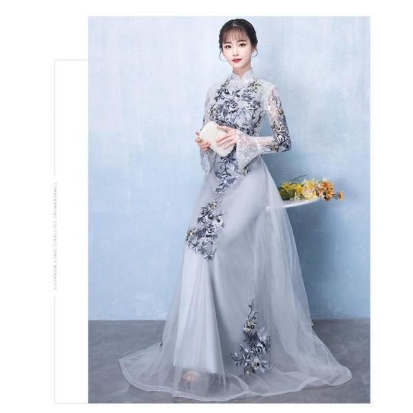 パーティードレス 結婚式 ドレス 袖あり ロングドレス 演奏会 大人 ドレス 二次会 発表会 ピアノ ウェディング 二次会ドレス パーティー お呼ばれドレス