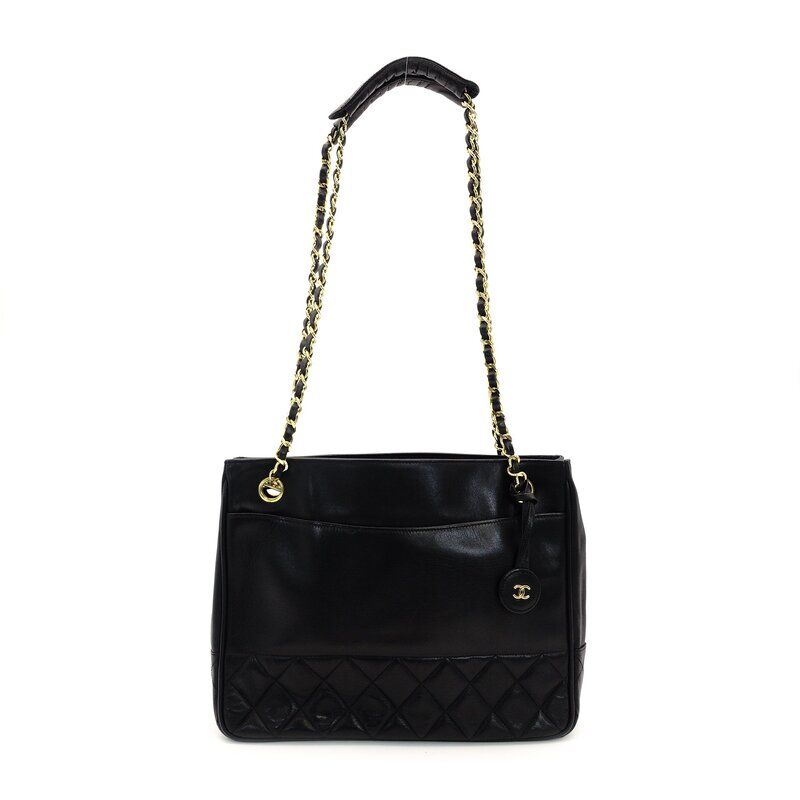 シャネル CHANEL マトラッセ チェーン ショルダーバッグ ブラック ラムスキン 黒 ゴールド金具 7-9-599