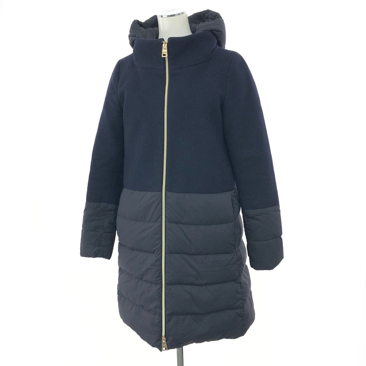 HERNO ヘルノ DIAGONAL WOOL AND NUAGE PARKA 素材切替 ダウンコート 