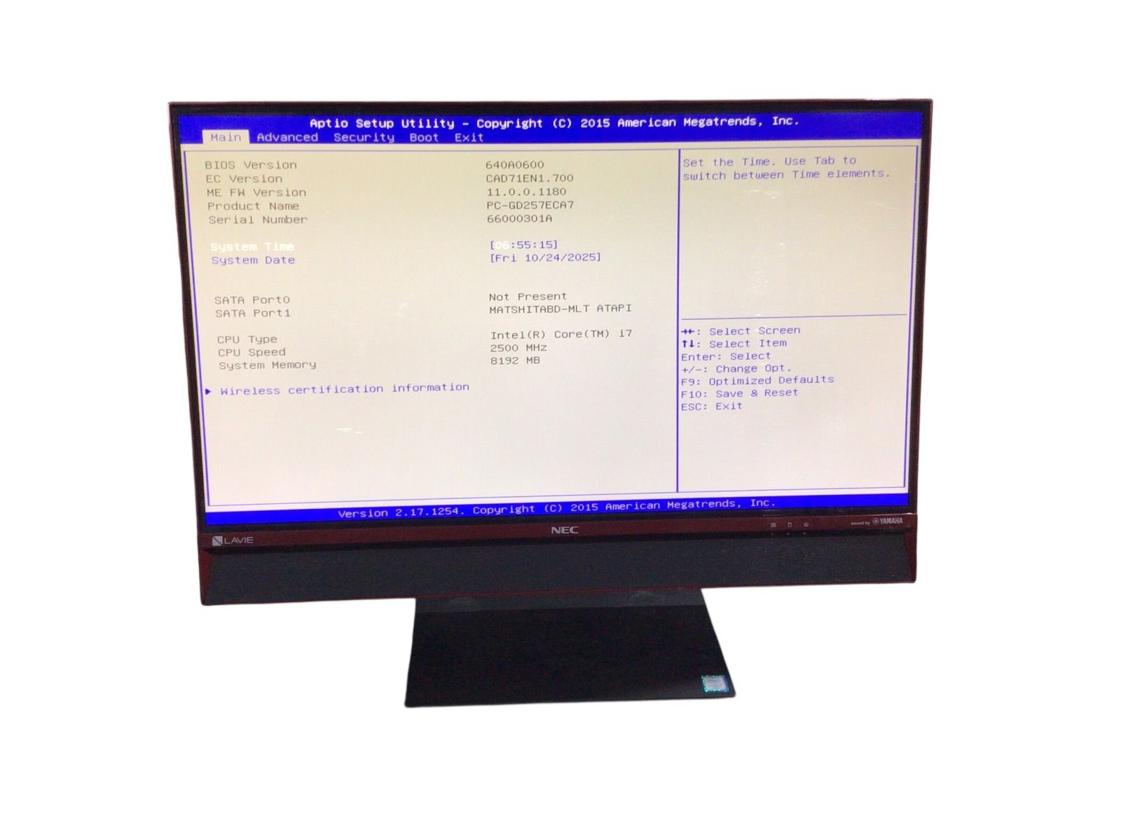 NEC LAVIE DC20V| CPU CORE i7-6500U| メモリ8192MB 番号E30