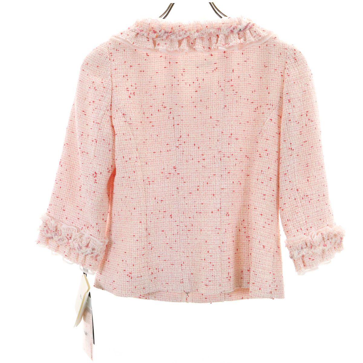 未使用 Rene ルネ 日本製 5分袖 ツイード ジャケット 34 ピンク系