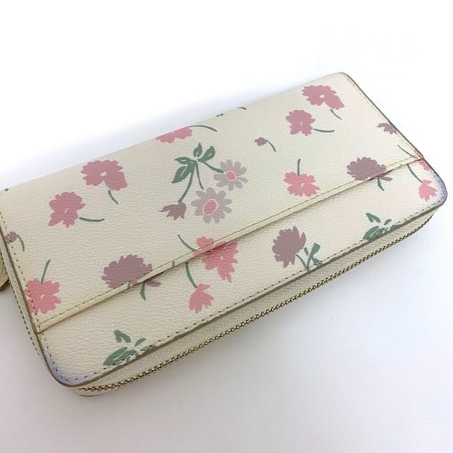 コーチ　COACH　ラウンドファスナー　長財布　フラワー　スタッズ　59387　ネイビー　レディース　レザー　大特価【nyu】 美品 コーチ 長財布 ラウンドファスナー コインケース 札入 カード 花柄