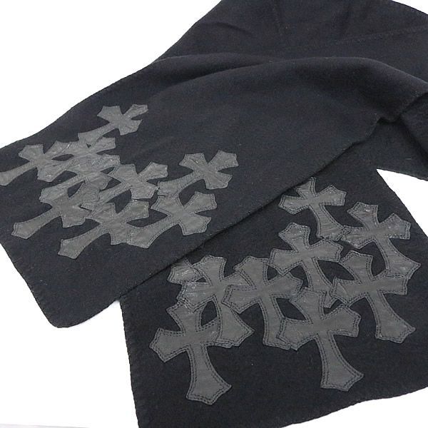クロムハーツ カシミアマフラー セメタリークロスパッチ ヴィンテージ