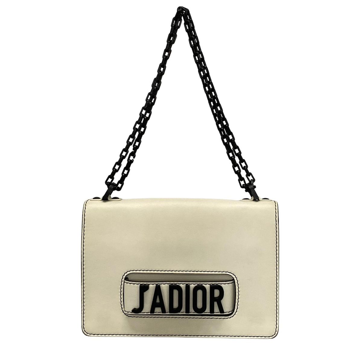 ディオール|クリスチャンディオール ショルダーバッグ J ADIOR ジャディオール アイボリー×黒 2WAY|チェーンショルダー レザー