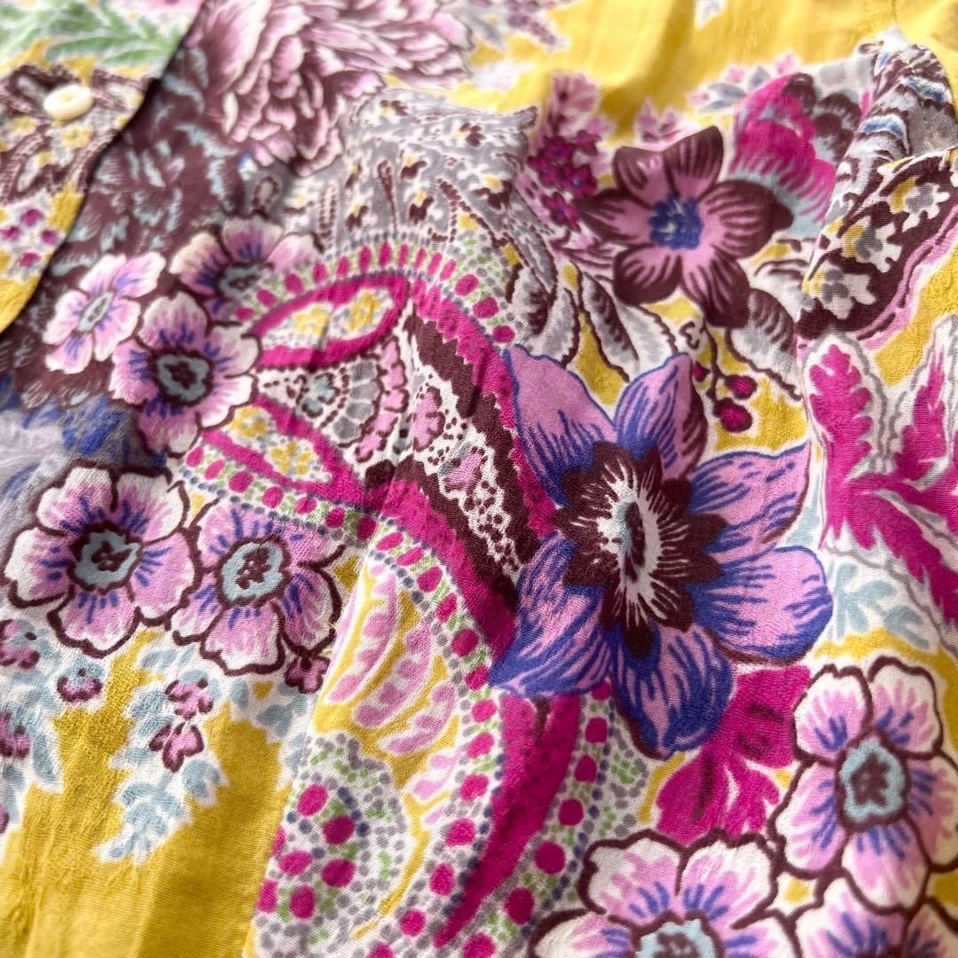 ETRO エトロ ペイズリー 花柄 総柄 長袖シャツ ピンク イエロー 44 L 中古・古着通販】ETRO (エトロ) ペイズリー柄シャツ ピンク
