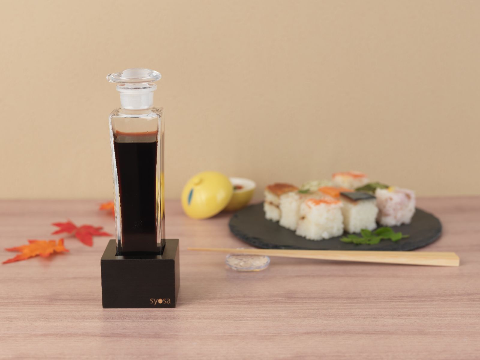 syosa 醤油さし 檜 会津漆器 工芸品 大スタンド 黒漆 仕上げ 醤油差し ガラス