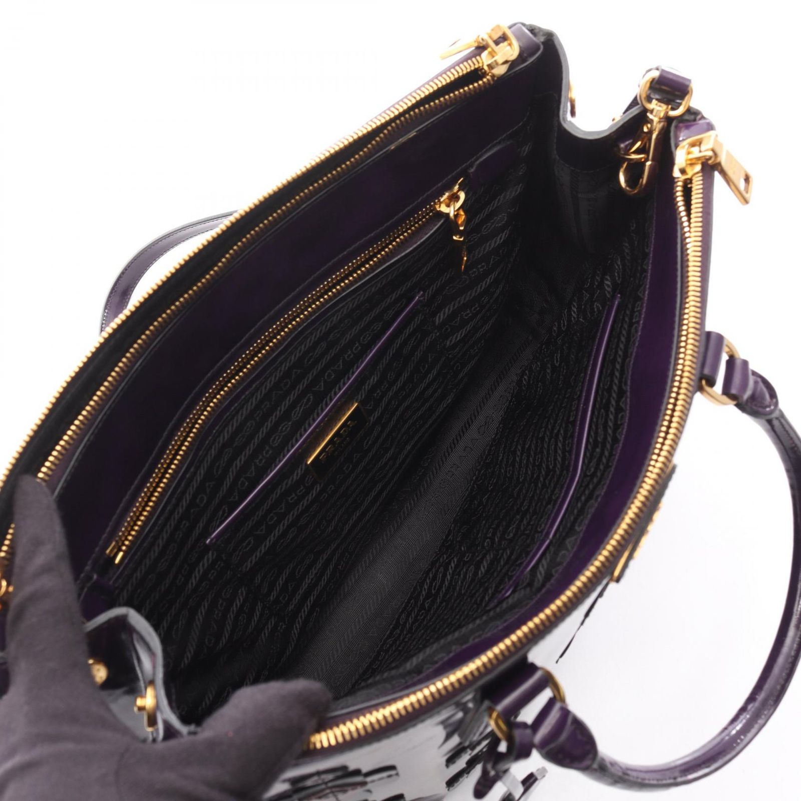 プラダ PRADA ハンドバッグ ガレリア フラワー B2274F パープル 