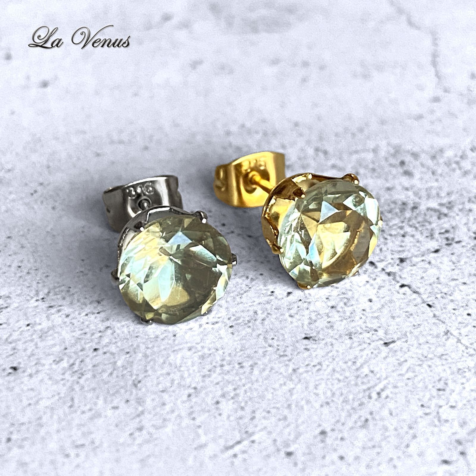 ✴︎つけっぱなしOK✴︎ 天然 グリーンアメジスト ピアス 大粒 8mm 316
