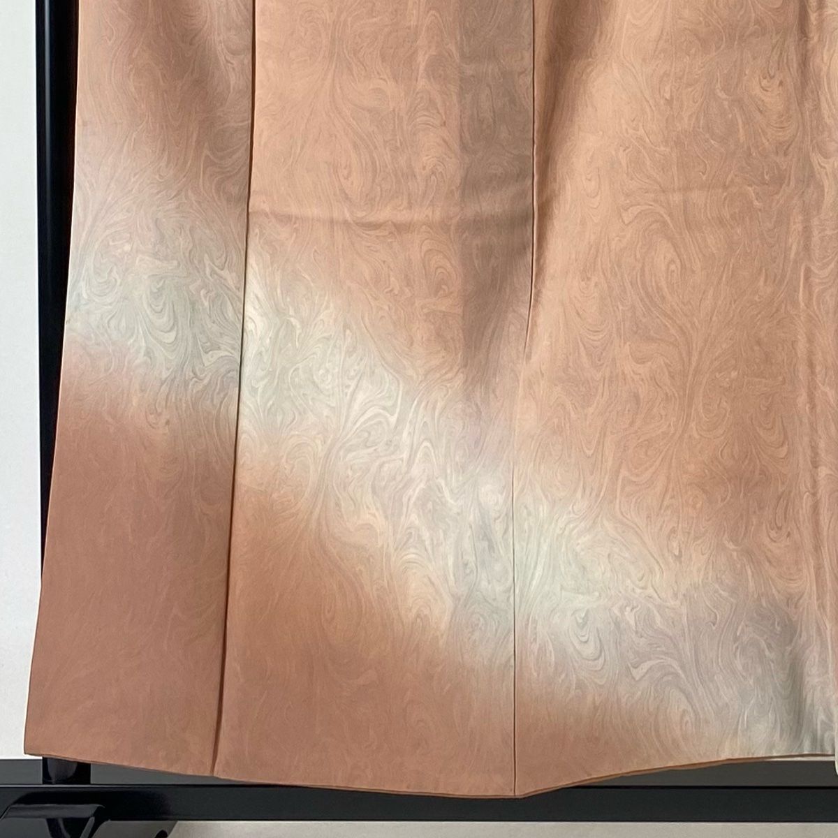 付下げ 身丈156cm 裄丈62.5cm S 袷 墨流し ぼかし サーモンピンク 正絹 名品 一つ紋