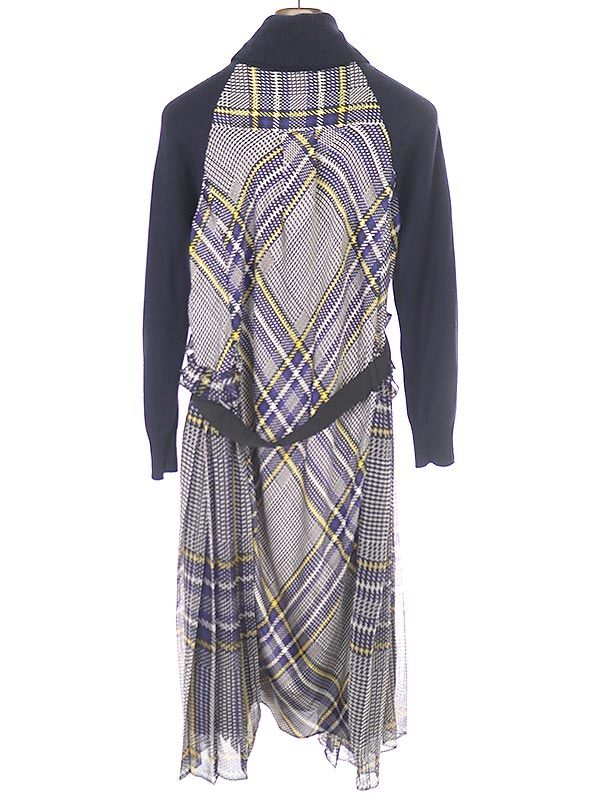 18aw sacai サカイ ジップデザイン タートルネック ニット ワンピース2 b1215 sacai サカイ 18AW タートルネックニット ドッキングワンピース