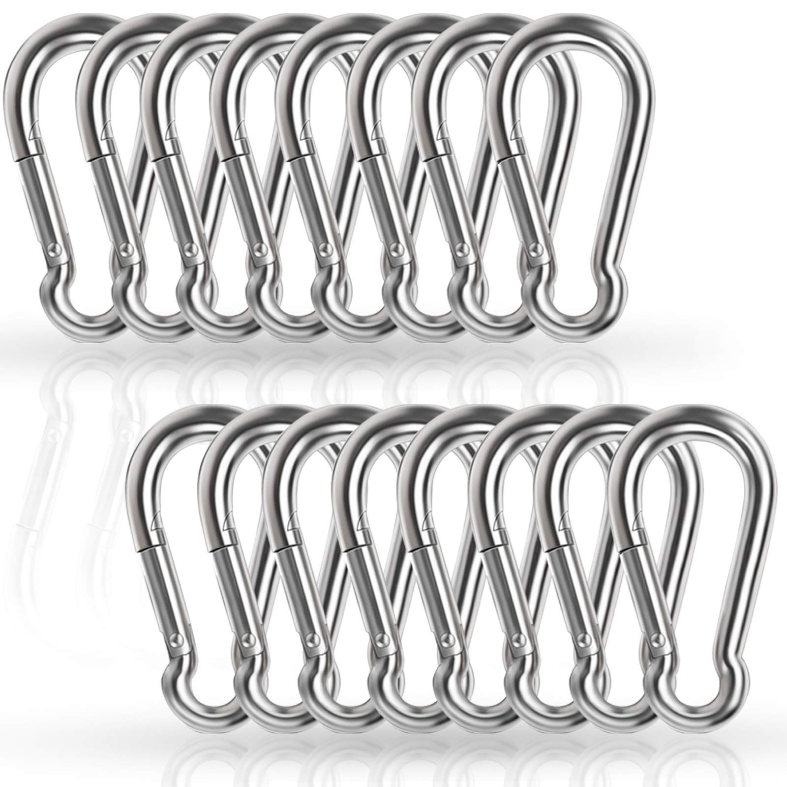 カラビナ 落下防止 スプリングフックSUS 304 転倒防止 強力ステンレス ロック式 m 4 304ステンレス鋼カラビナ 16