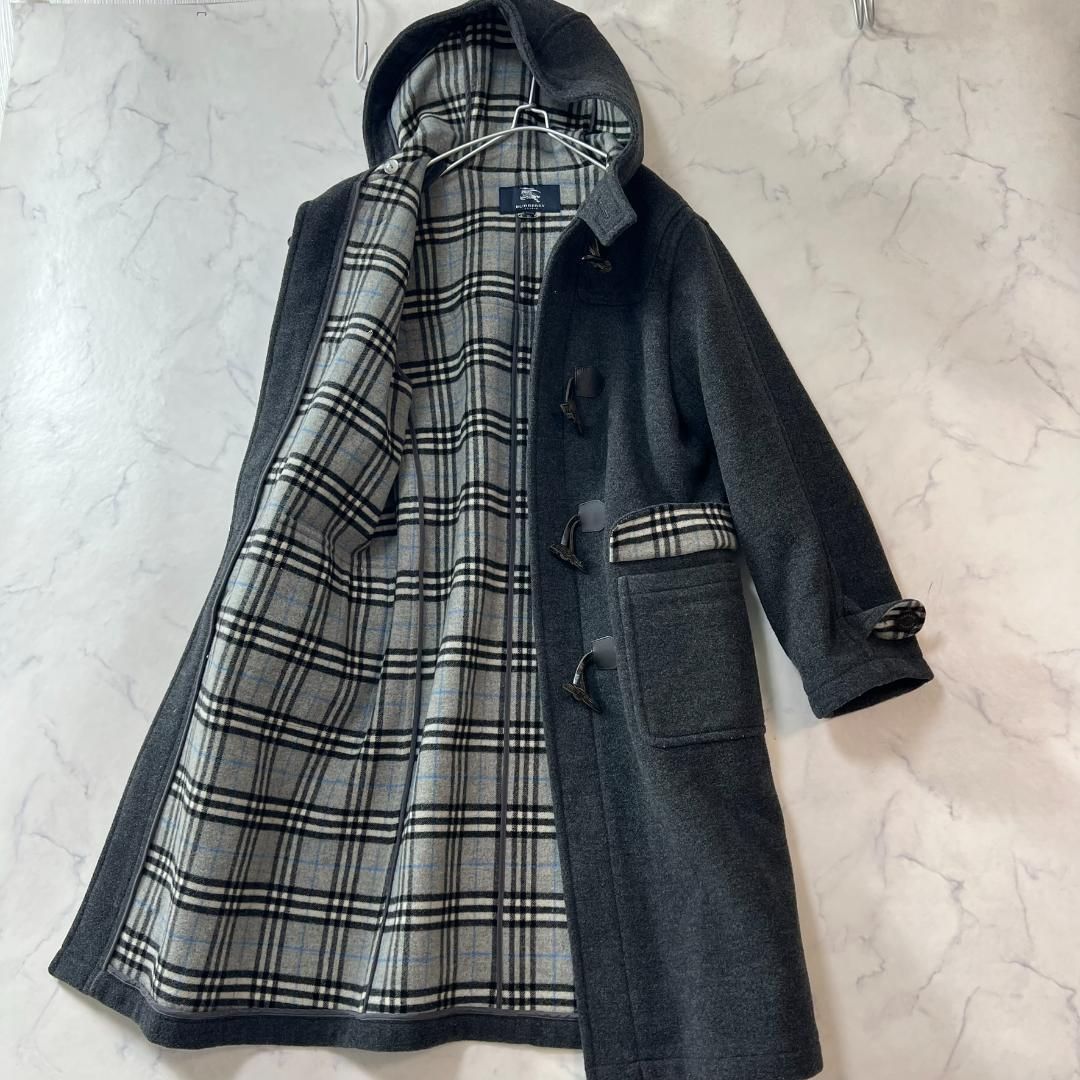 バーバリー ダッフルコート フード トグルボタン 本革ロング B1410