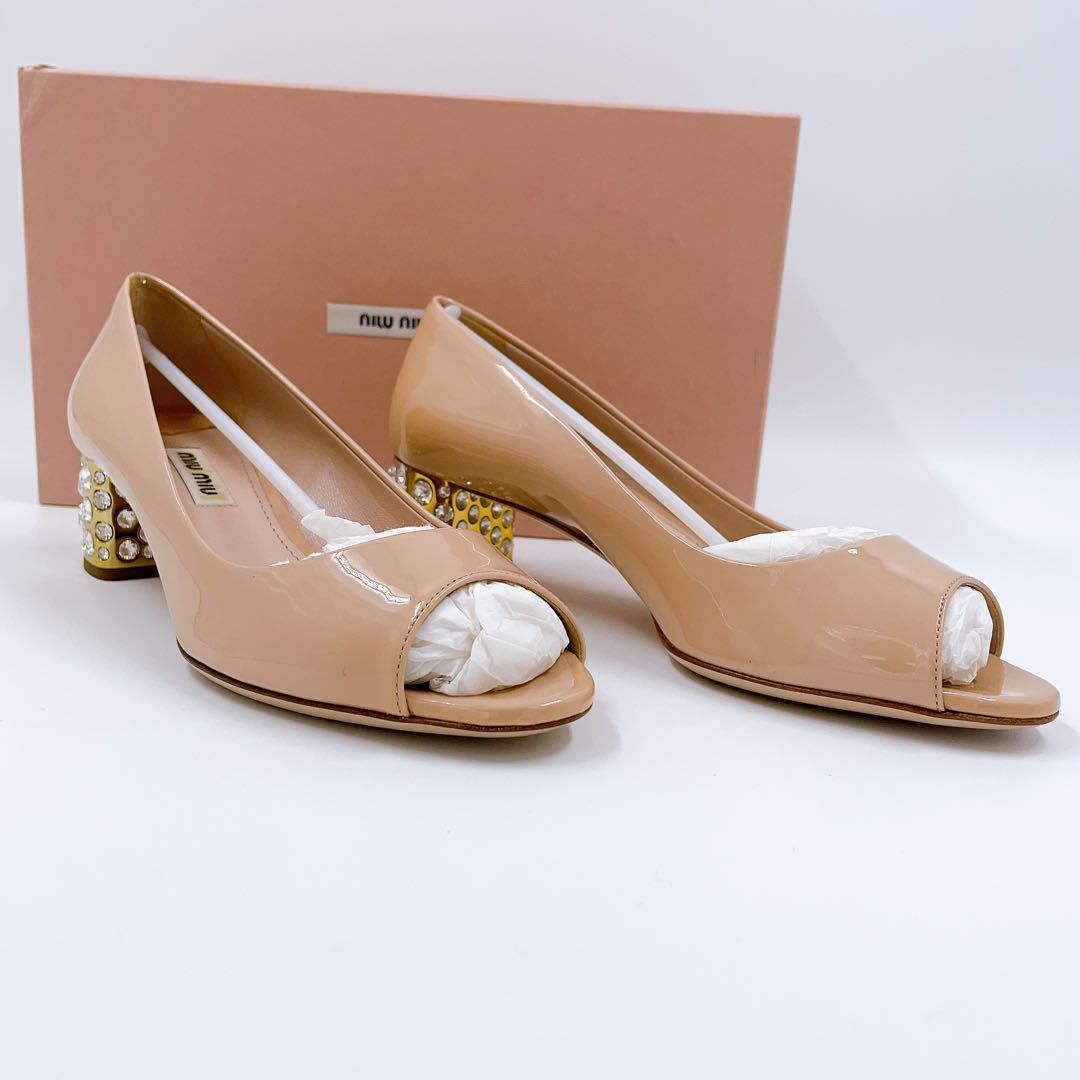 正規品・未使用品】MIUMIU エナメル ビジューヒール パンプス 即日配送 