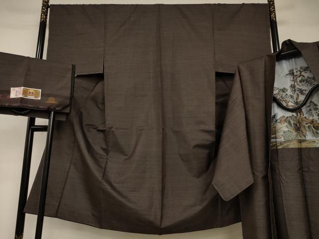平和屋着物男性　本場大島紬　アンサンブル　亀甲柄　証紙付き　正絹　逸品　AAAO0153jd