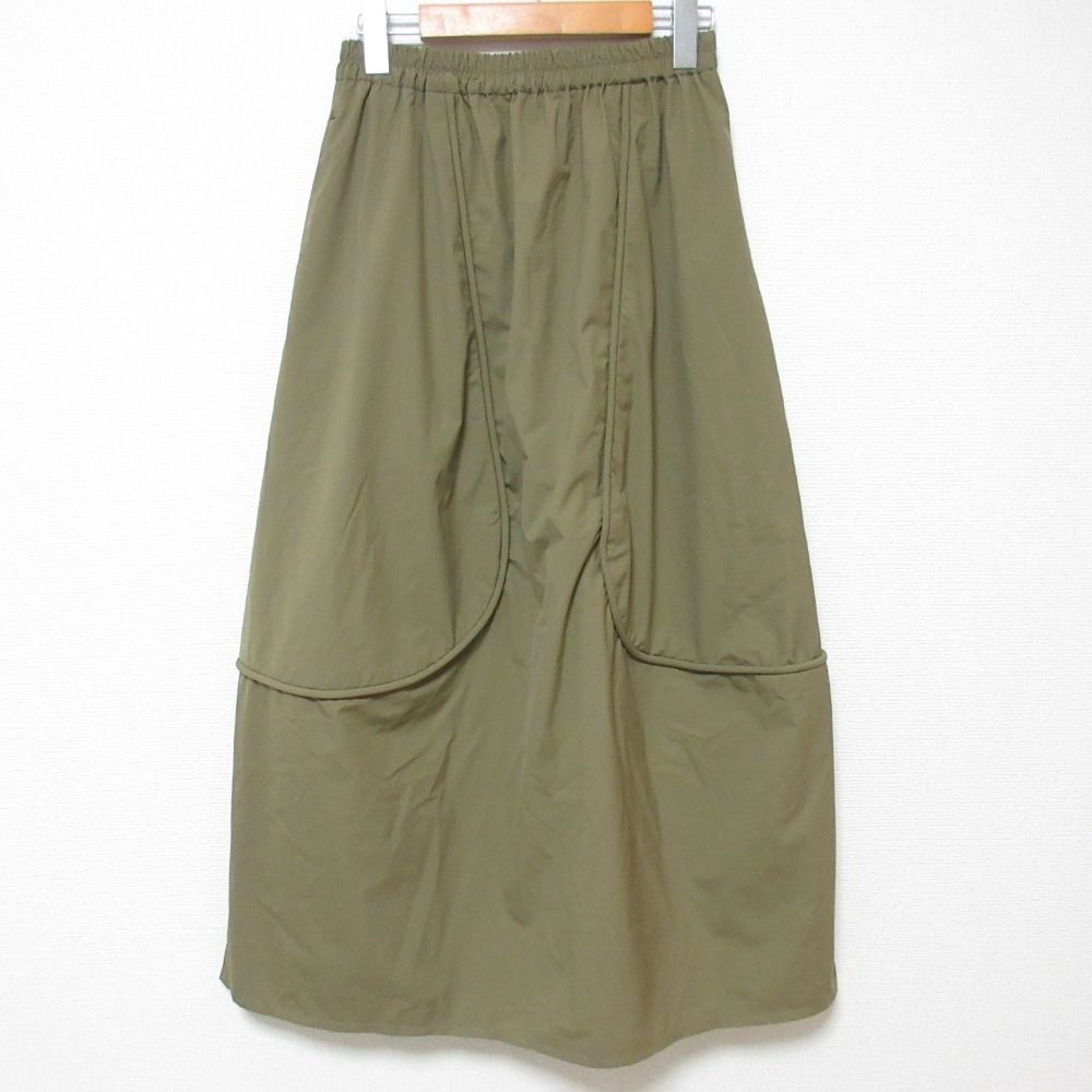 24AW nagonstans ナゴンスタンス form skirt イージーウエスト ナイロンスカート 470HA431-0050 サイズM カーキ レディース 古着