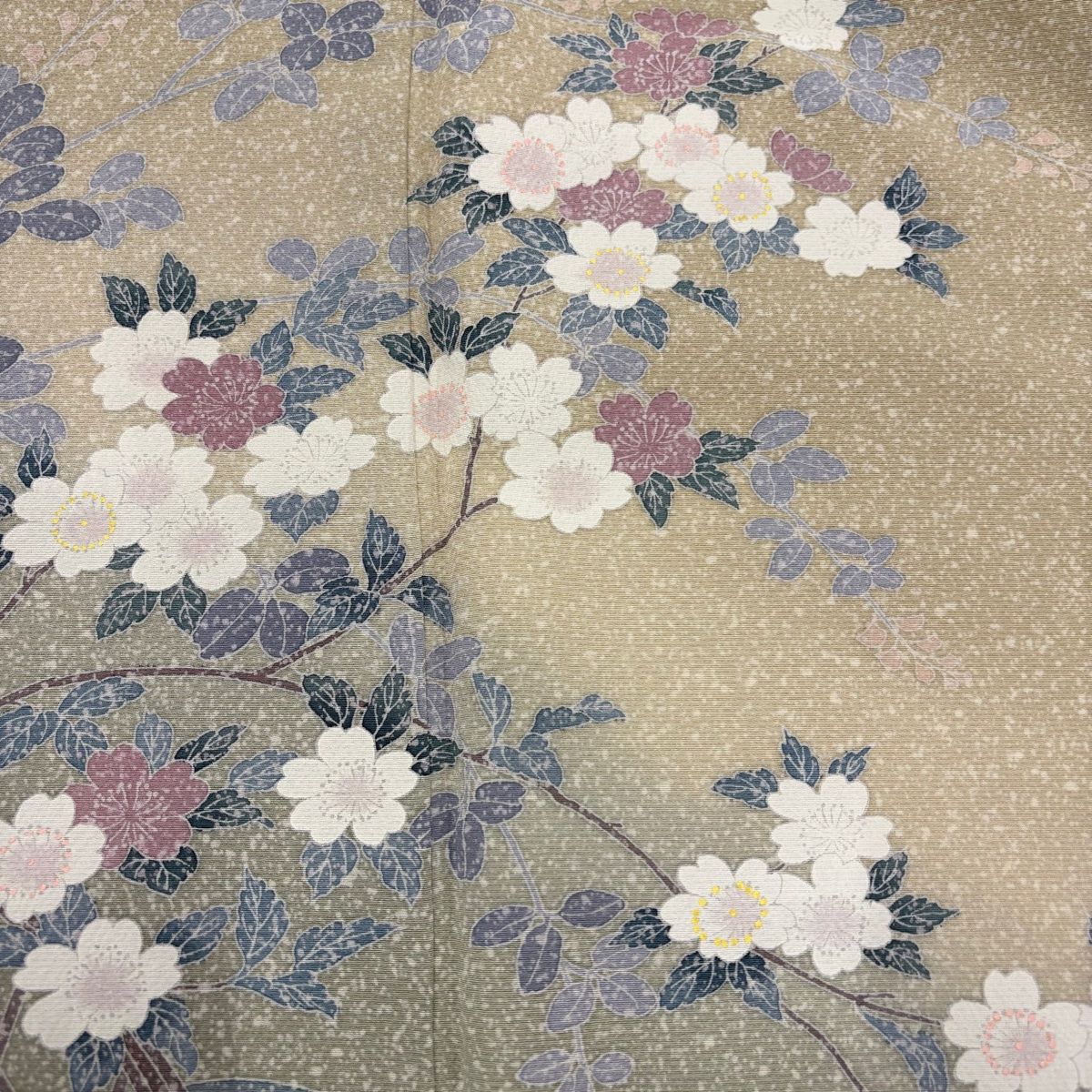 美品】 訪問着 身丈167.5cm 裄丈65cm M 袷 桜 菊 染め分け ベージュ