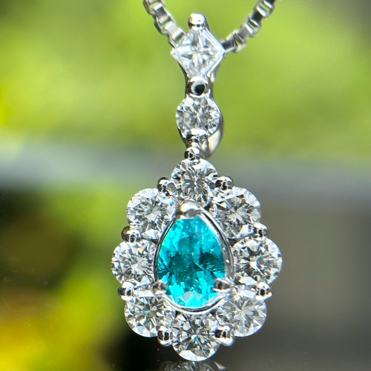 Pt900 Pt850 天然 パライバトルマリン 0.29ct 天然 ダイヤモンド 0.725 