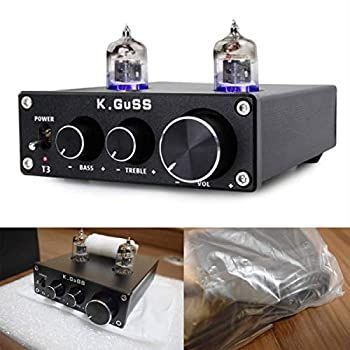 KGUSSー T3 ミニ 6J1 プリアンプ 管アンプ HIFI オーディオ高音低音 調整 DC12V 黒 管KGUSS T3