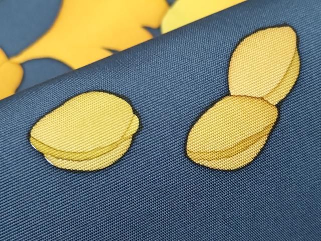 平和屋本店□極上 銀座もとじ 塩瀬 九寸開き名古屋帯 銀杏 鉄御納戸色  