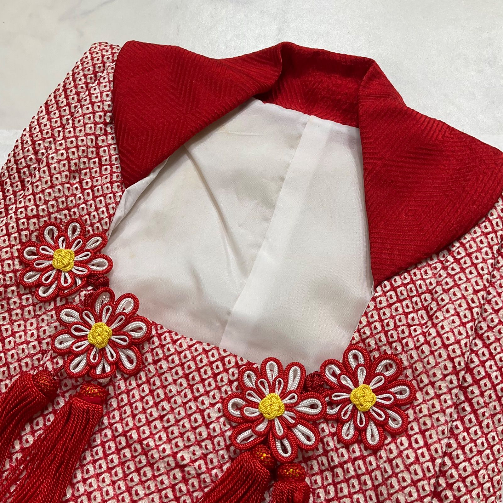  kimono one 特別お誂え品 総手絞り 被布 七五三 正絹 女の子 朱色 三歳用 丈48肩幅27.5 七五三子供お詣り G 67 七五三 季節 年中行事