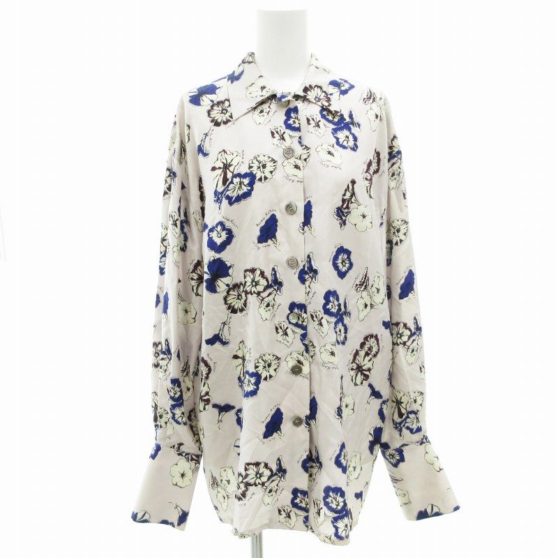 ニナリッチ NINA RICCI シルクシャツ ブラウス 長袖 カフス 花柄