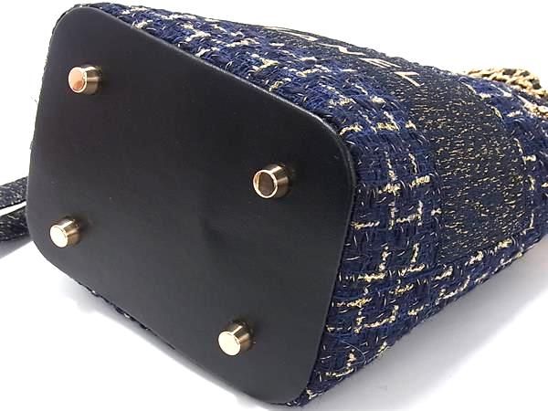 ■新品■未使用■ CHANEL シャネル ロゴ ポリエステル×メタルファイバー×レザー ショルダーバッグ ネイビー系×ゴールド系 FJ8232 □新品□未使用□ CHANEL シャネル ロゴ ポリエステル×メタル
