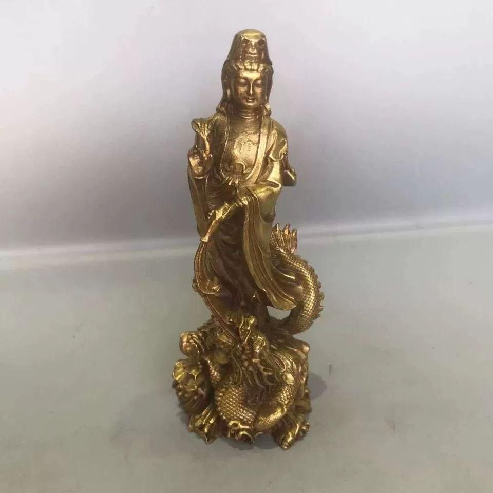 仏教美術 観音様仏像 銅製 仏教美術 仏像 観世音菩薩 小仏像 銅製 銅器 - メルカリ