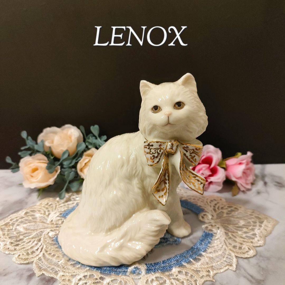 訳あり□大きなサイズ ペルシャ猫 レノックス 陶器 置物 キャット 24K