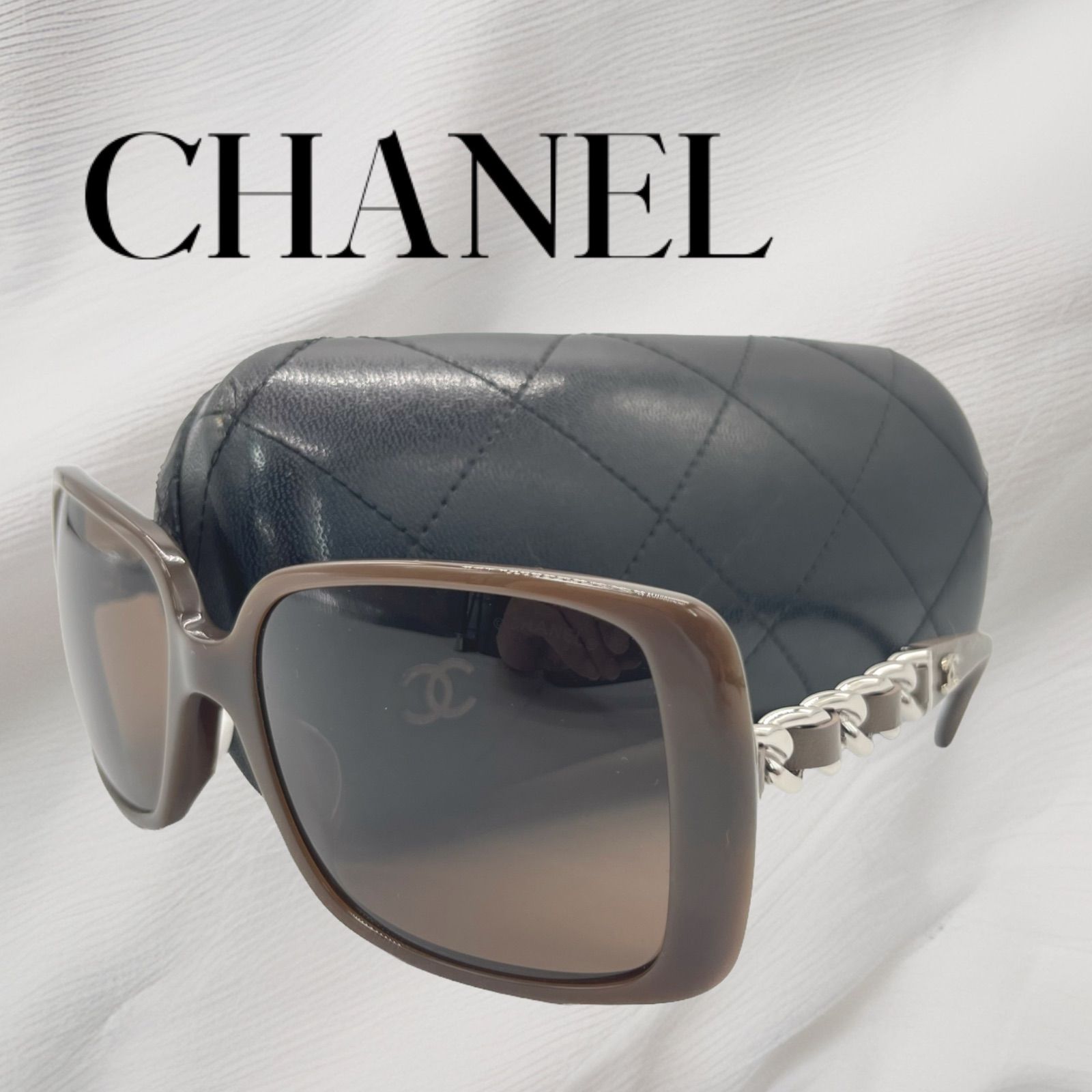 【未使用に近い】CHANEL シャネル サングラスシャネル ココマーク スクエア サングラス レディースサイドチェーン