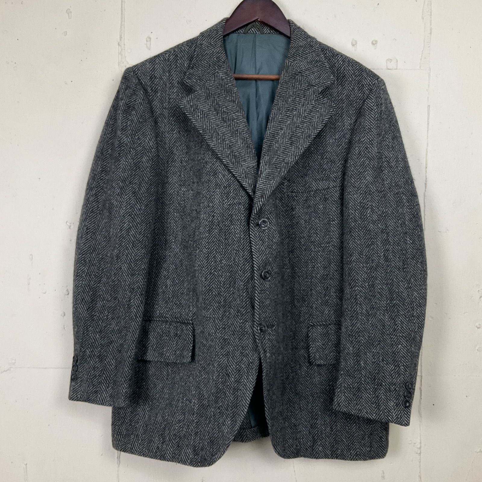 70年代 70s HARRIS TWEED ハリスツイード ウール テーラードジャケット