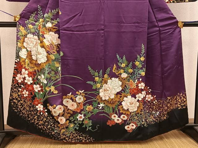 平和屋着物▽巨匠 前田華清 手描き 訪問着 単衣 手描き 草花文