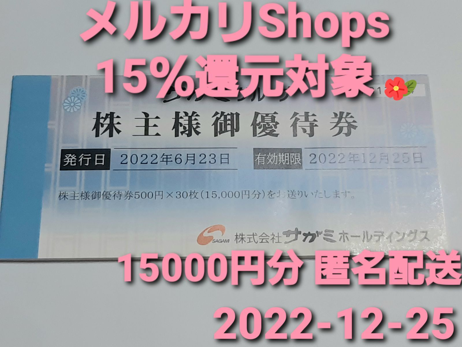 匿名配送]サガミグループ 株主優待券 15,分-