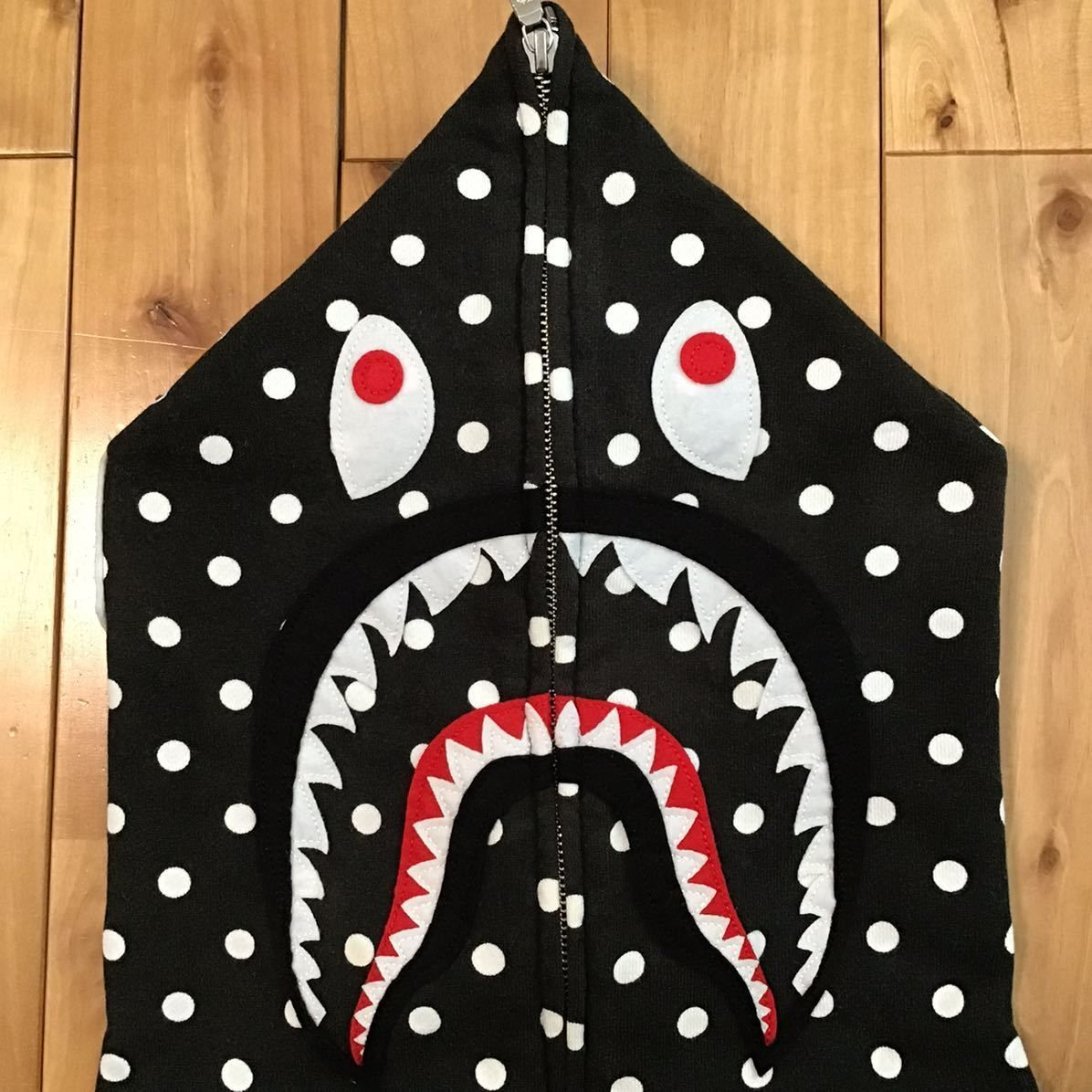 ☆XL☆ ドット柄 シャーク パーカー black Dot shark full zip hoodie