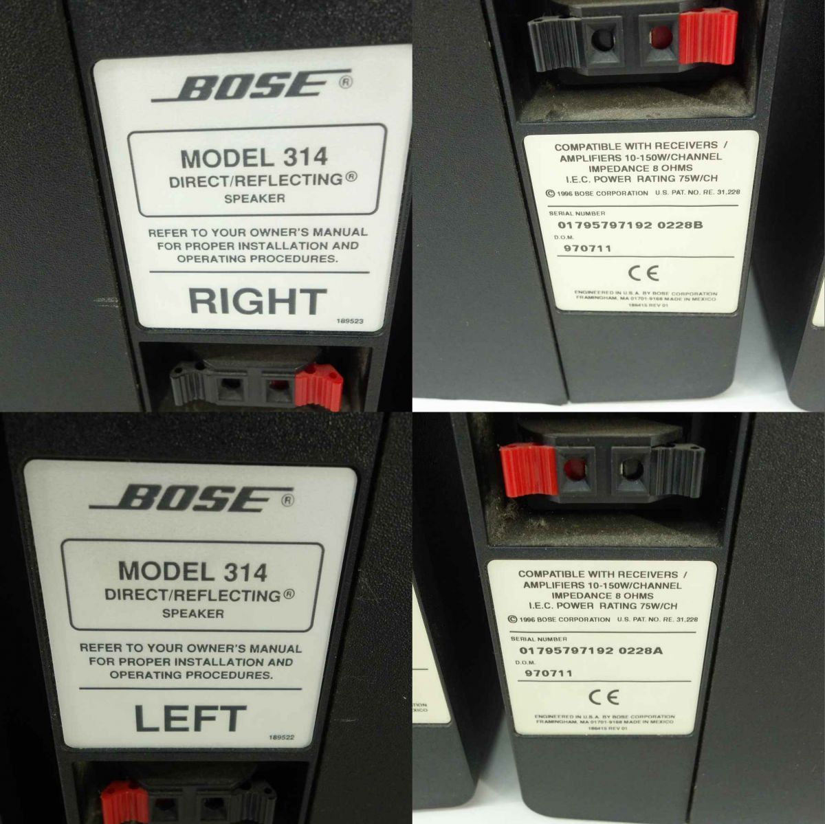 BOSE ボーズ MODEL 314 ペア スピーカー 左右セット ※中古