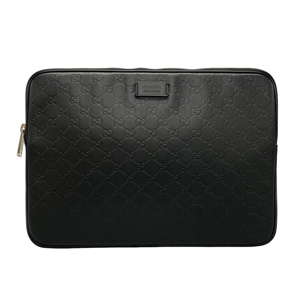 GUCCI グッチ クラッチバッグ シマライン 473884 黒 レザー