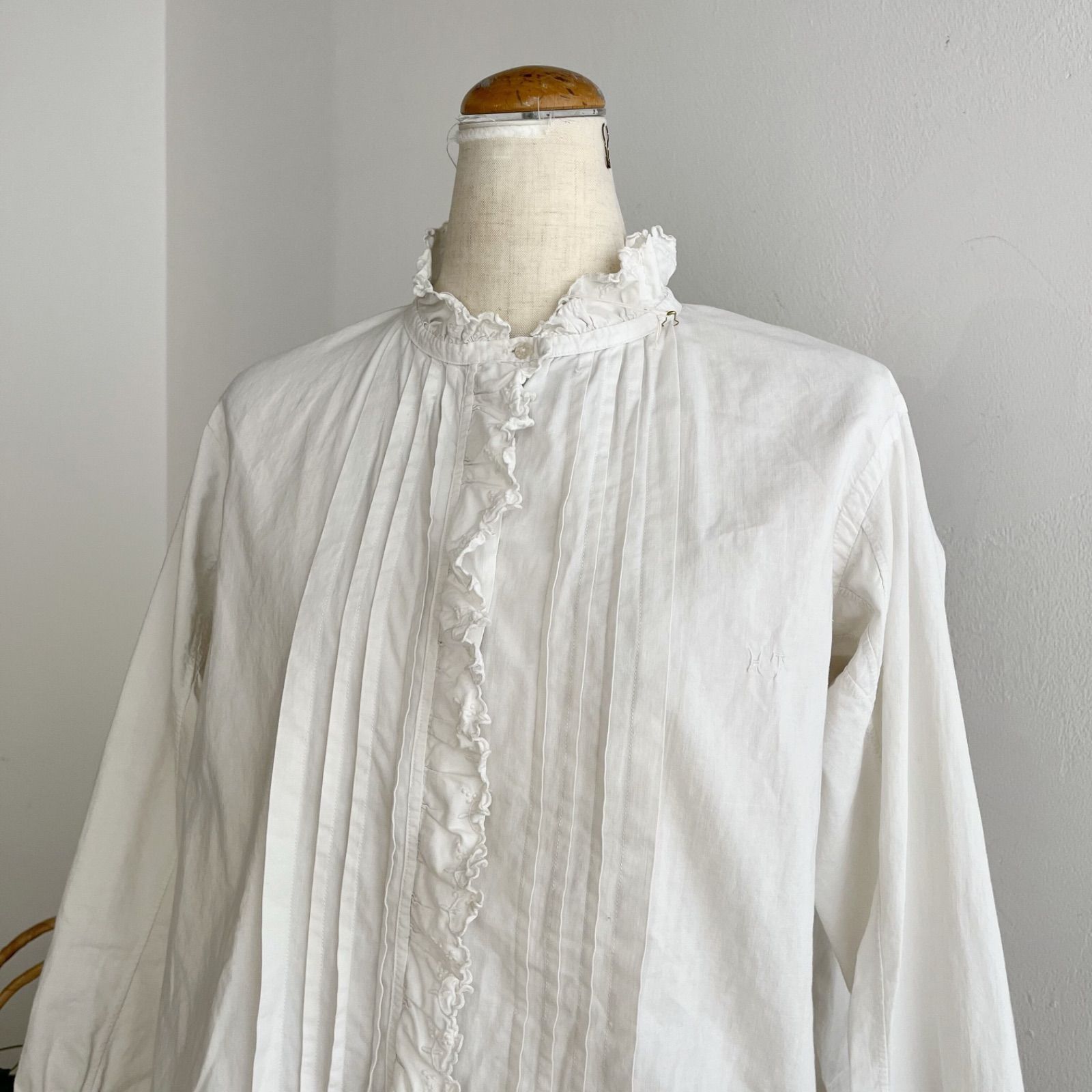 フランス ヴィンテージ ブラウス リネン 手刺繍 フランスアンティーク