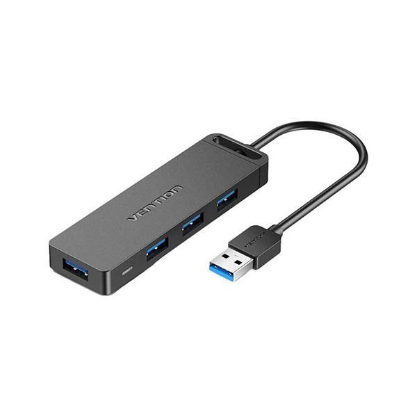  【3セット】 VENTION 4-Port USB 3.0 ハブ セルフパワー / バスパワー対応 0.15m ブラック CH-8283X3 スイッチングハブ