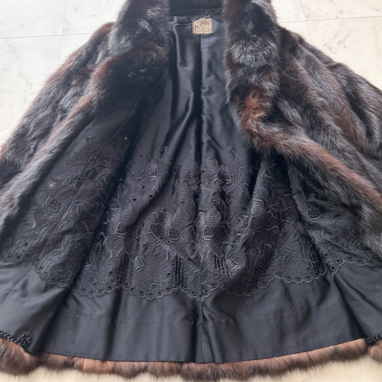 SOBOL ソボル 最高級 ロシアンセーブル 本毛皮 ハーフコート 13 濃茶