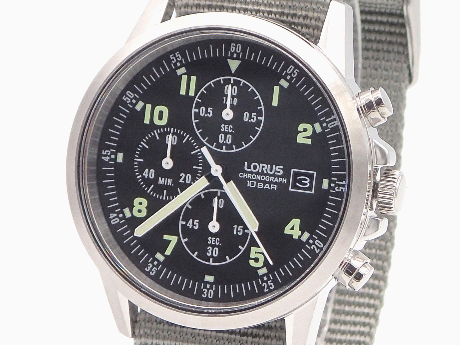 SEIKO LORUS Military Chronograph Watch LumiBrite Black Grey