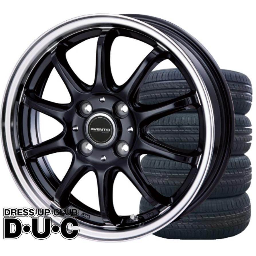 軽用15インチホイールタイヤセット AVENTO アヴェント FF-10 15-4.5 BK RP ブラックリムポリ 165 55R15 安心JAWA加盟ホイール